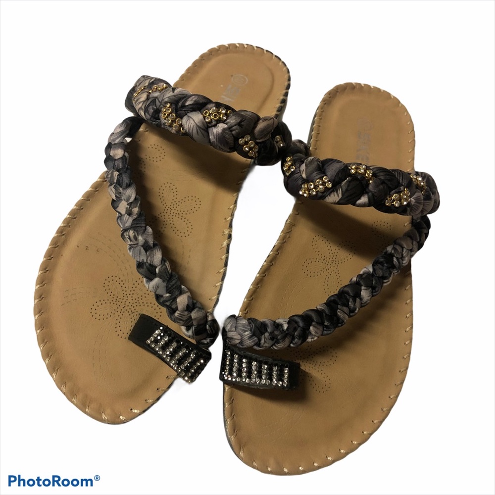 Women’s Siketu Braided Rhinestone Sandals Sz 40